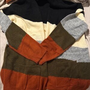 EUC Promesa Colorblock Cardigan in Black, Cream, Gray, Olive, Rust Women’s L